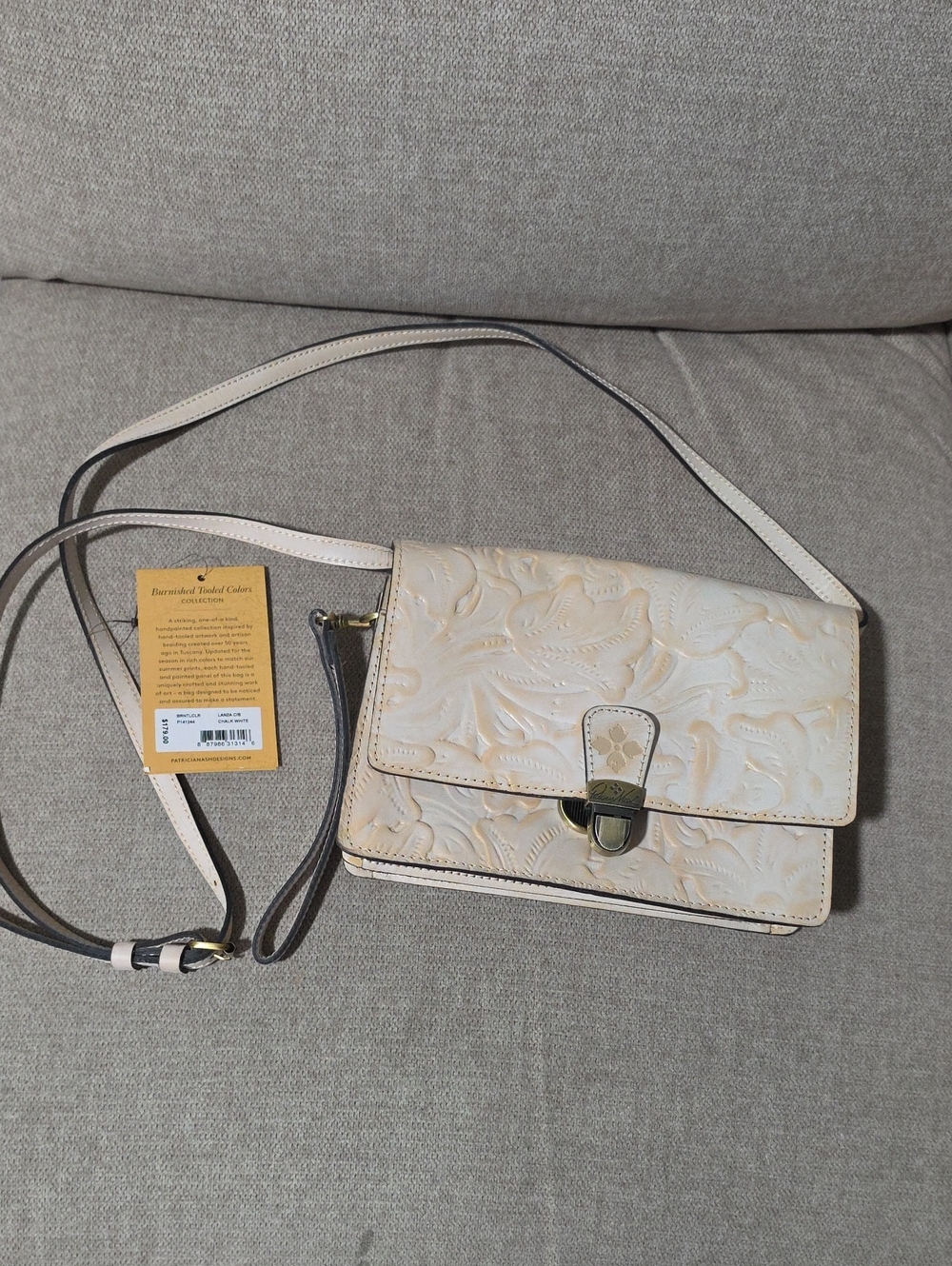 Patricia Nash Cream Floral Embossed Crossbody Bag